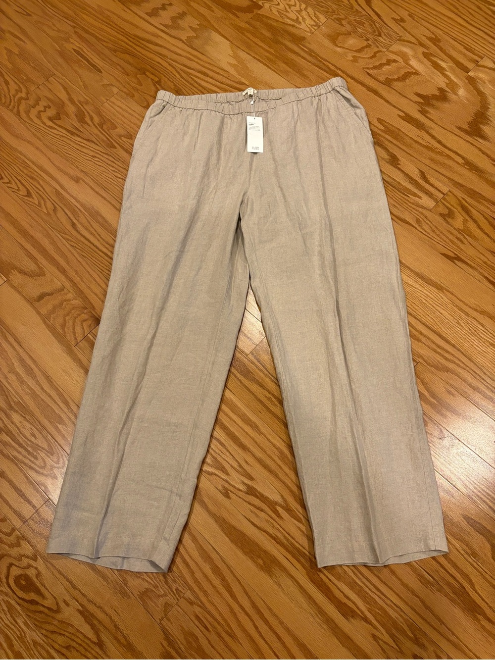 Eileen Fisher NEW Linen Wide Leg Pant Undyed Natural Elastic Waist Womens 1X - Picture 5 of 15